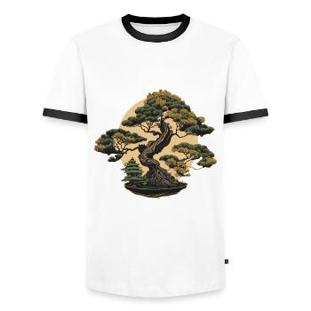 Formschöner Bonsai-Baum - Männer Kontrast-T-Shirt - Weiß/Schwarz - Vorne - AI Model Female 172 light (172cm) & AI Model Male 178 dark (178cm)