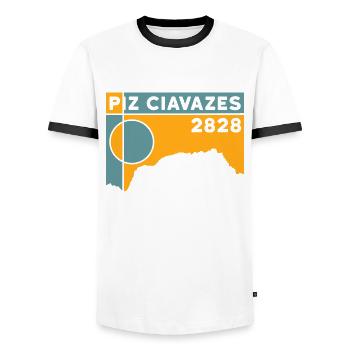 Piz Ciavazes Escalade Randonnée Dolomites Cadeau - T-shirt contrasté Homme - blanc/noir - Devant - AI Model Female 172 light (172cm) & AI Model Male 178 dark (178cm)