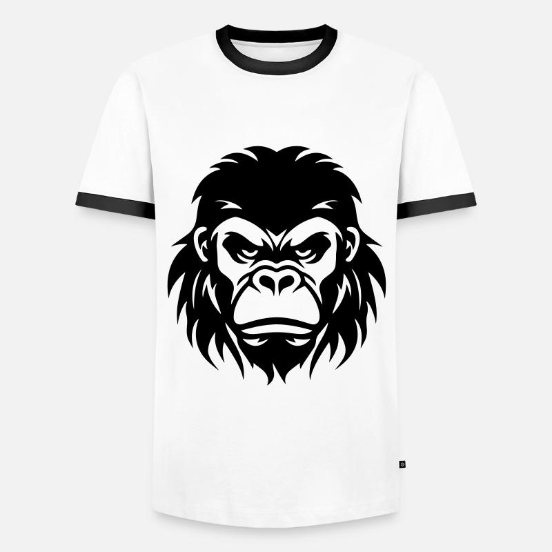 Gorilla Head - Men's Ringer Shirt - white/black
