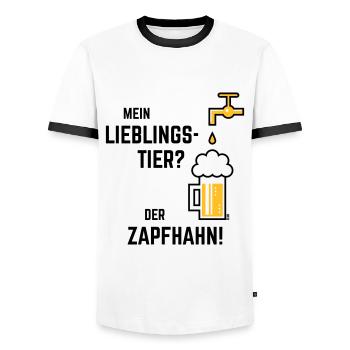 Mein Lieblingstier? Der Zapfhahn! (Bier / 2C) - Männer Kontrast-T-Shirt - Weiß/Schwarz - Vorne - AI Model Female 172 light (172cm) & AI Model Male 178 dark (178cm)