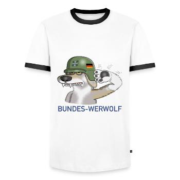 Bundes Werwolf - Männer Kontrast-T-Shirt - Weiß/Schwarz - Vorne - AI Model Female 172 light (172cm) & AI Model Male 178 dark (178cm)