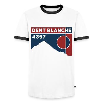 Dent Blanche Granges Valais Itinéraire normal randonnée alpine - T-shirt contrasté Homme - blanc/noir - Devant - AI Model Female 172 light (172cm) & AI Model Male 178 dark (178cm)