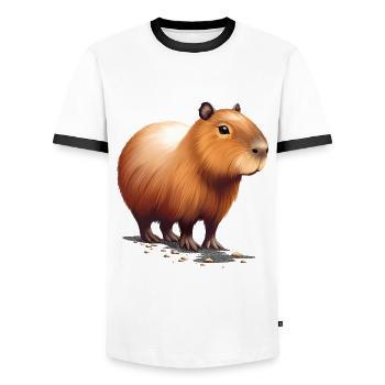 Capybara - Männer Kontrast-T-Shirt - Weiß/Schwarz - Vorne - AI Model Female 172 light (172cm) & AI Model Male 178 dark (178cm)