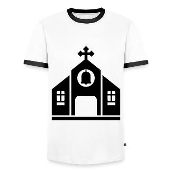 Église - T-shirt contrasté Homme - blanc/noir - Devant - AI Model Female 172 light (172cm) & AI Model Male 178 dark (178cm)