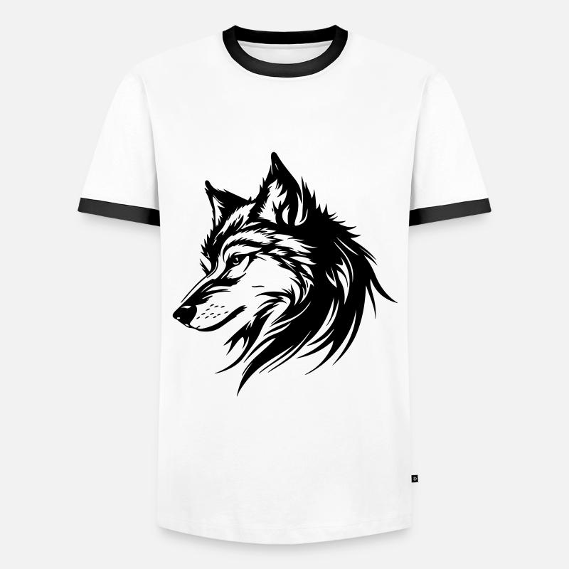 Wolf Silhouette - Men's Ringer Shirt - white/black
