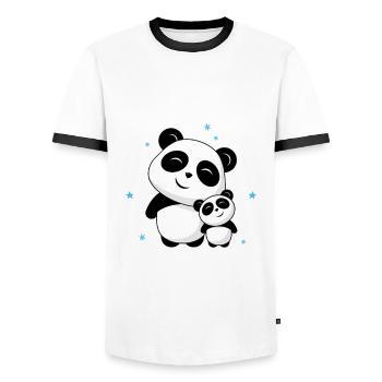 Best Little Brother Ever - Little Panda Brother - Men's Ringer Shirt - white/black - Front - AI Model Female 172 light (172cm) & AI Model Male 178 dark (178cm)