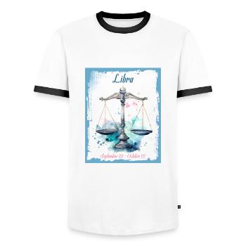 Zodiac Signs in Watercolor: Libra the Scales - Men's Ringer Shirt - white/black - Front - AI Model Female 172 light (172cm) & AI Model Male 178 dark (178cm)