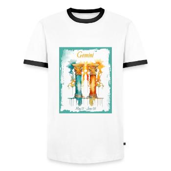 Zodiac Signs in Watercolor: Gemini the Twins - Men's Ringer Shirt - white/black - Front - AI Model Female 172 light (172cm) & AI Model Male 178 dark (178cm)
