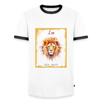 Zodiac Signs in Watercolor: Leo the Lion - Men's Ringer Shirt - white/black - Front - AI Model Female 172 light (172cm) & AI Model Male 178 dark (178cm)