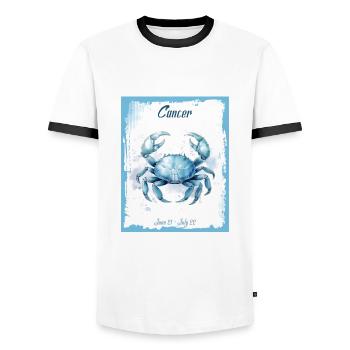 Zodiac Signs in Watercolor: Cancer the Crab - Men's Ringer Shirt - white/black - Front - AI Model Female 172 light (172cm) & AI Model Male 178 dark (178cm)