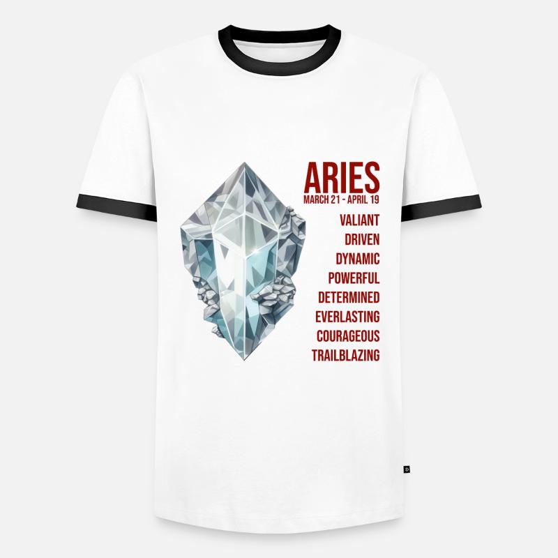 Sternzeichen Edelsteine: Widder, Diamant - Männer Kontrast-T-Shirt - Weiß/Schwarz