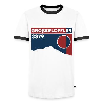 Großer Löffler North Ridge High Altitude Tour Ski Touring Souvenirs - Men's Ringer Shirt - white/black - Front - AI Model Female 172 light (172cm) & AI Model Male 178 dark (178cm)