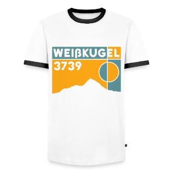 Weisskugel Weisskugel Mountain Altitude Tour Difficulty - Men's Ringer Shirt - white/black - Front - AI Model Female 172 light (172cm) & AI Model Male 178 dark (178cm)