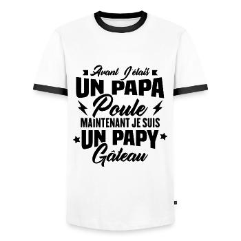 Je suis un papy gâteau, Humour cadeau grand père - T-shirt contrasté Homme - blanc/noir - Devant - AI Model Female 172 light (172cm) & AI Model Male 178 dark (178cm)
