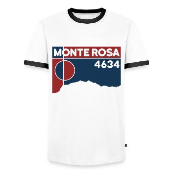 Monte Rosa Massif Dufourspitze Keepsake Souvenir - T-shirt contrasté Homme - blanc/noir - Devant - AI Model Female 172 light (172cm) & AI Model Male 178 dark (178cm)
