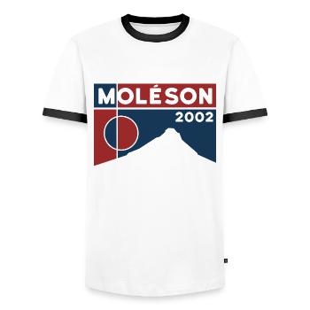 Moléson Hike Trail Hiking Fribourg Souvenirs - Men's Ringer Shirt - white/black - Front - AI Model Female 172 light (172cm) & AI Model Male 178 dark (178cm)