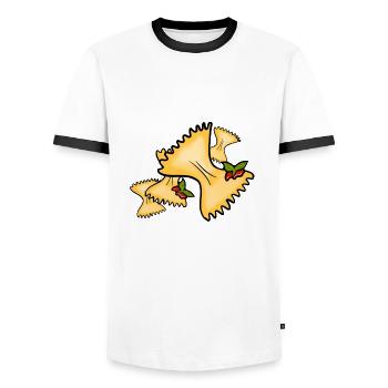Pasta! - Men's Ringer Shirt - white/black - Front - AI Model Female 172 light (172cm) & AI Model Male 178 dark (178cm)
