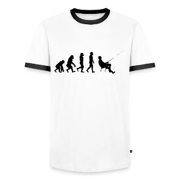 Evolution Pêcheur - T-shirt contrasté Homme - blanc/noir - Devant - AI Model Female 172 light (172cm) & AI Model Male 178 dark (178cm)