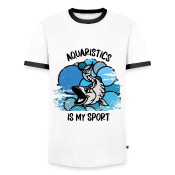 Aquarium Aquarists Fish Ornamental fish Aquaristics - Men's Ringer Shirt - white/black - Front - AI Model Female 172 light (172cm) & AI Model Male 178 dark (178cm)