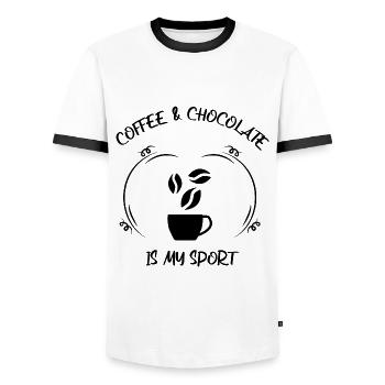Coffee, espresso, coffee & chocolate - Men's Ringer Shirt - white/black - Front - AI Model Female 172 light (172cm) & AI Model Male 178 dark (178cm)