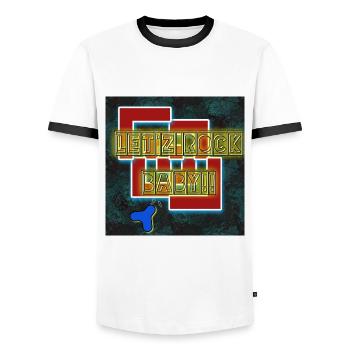 Let’z Rock Baby !! - Image - 2023 - T-shirt contrasté Homme - blanc/noir - Devant - AI Model Female 172 light (172cm) & AI Model Male 178 dark (178cm)