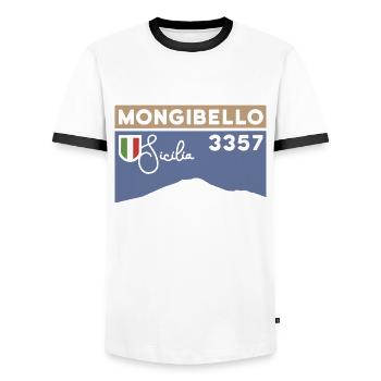 Etna Etna Mongibello volcano mountain Sicily souvenir - Men's Ringer Shirt - white/black - Front - AI Model Female 172 light (172cm) & AI Model Male 178 dark (178cm)