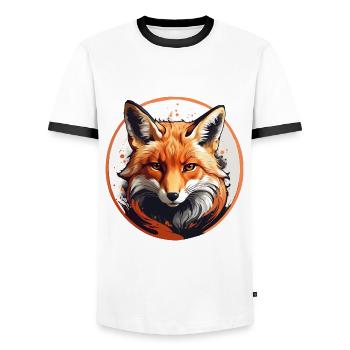 Red Fox Fox Portrait - Men's Ringer Shirt - white/black - Front - AI Model Female 172 light (172cm) & AI Model Male 178 dark (178cm)