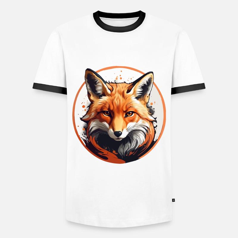 Red Fox Fox Portrait - Men's Ringer Shirt - white/black