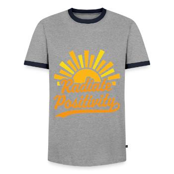 Rayonnez de positivité - T-shirt contrasté Homme - gris/marine  - Devant - AI Model Female 172 light (172cm) & AI Model Male 178 light (178cm)