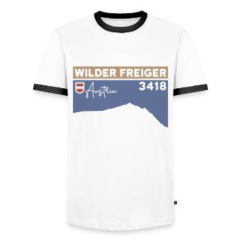 Wild Freiger Mountain Tour Red Ridge Summit Altitude - T-shirt contrasté Homme - blanc/noir - Devant - AI Model Female 172 light (172cm) & AI Model Male 178 dark (178cm)
