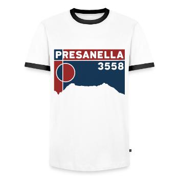 Cima Presanella Glacier Ski de randonnée Randonnée en haute altitude - T-shirt contrasté Homme - blanc/noir - Devant - AI Model Female 172 light (172cm) & AI Model Male 178 dark (178cm)