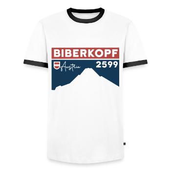 Biberkopf Berg Klettern Wanderung Warth Schröcken - Männer Kontrast-T-Shirt - Weiß/Schwarz - Vorne - AI Model Female 172 light (172cm) & AI Model Male 178 dark (178cm)