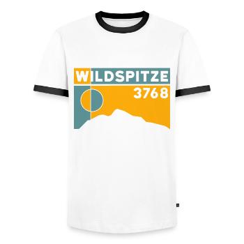 Wildspitze ski tour high tour normal route hike - Men's Ringer Shirt - white/black - Front - AI Model Female 172 light (172cm) & AI Model Male 178 dark (178cm)