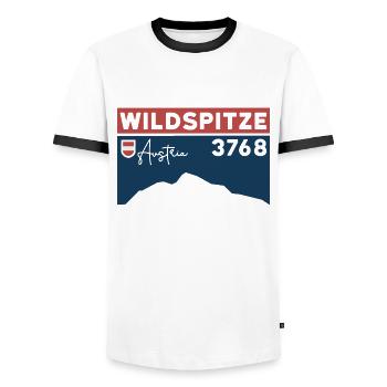 Wildspitze ski tour high tour normal route hike - Men's Ringer Shirt - white/black - Front - AI Model Female 172 light (172cm) & AI Model Male 178 dark (178cm)