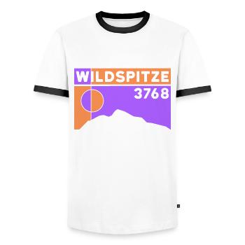 Wildspitze ski tour high tour normal route hike - Men's Ringer Shirt - white/black - Front - AI Model Female 172 light (172cm) & AI Model Male 178 dark (178cm)