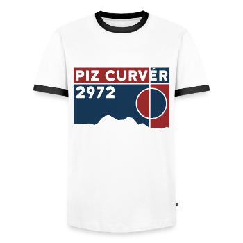 Piz Curvér Finisher Skitour Wandern Klettern - Männer Kontrast-T-Shirt - Weiß/Schwarz - Vorne - AI Model Female 172 light (172cm) & AI Model Male 178 dark (178cm)