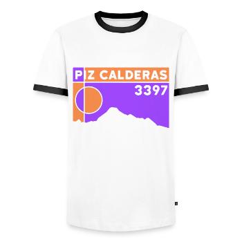 Piz Calderas, Ski de randonnée, Trail, Randonnée, Trekking en montagne - T-shirt contrasté Homme - blanc/noir - Devant - AI Model Female 172 light (172cm) & AI Model Male 178 dark (178cm)