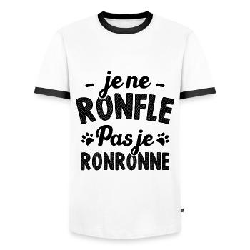 Je ne ronfle pas je ronronne - T-shirt contrasté Homme - blanc/noir - Devant - AI Model Female 172 light (172cm) & AI Model Male 178 dark (178cm)