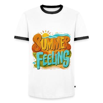 Sommer Feeling - Männer Kontrast-T-Shirt - Weiß/Schwarz - Vorne - AI Model Female 172 light (172cm) & AI Model Male 178 dark (178cm)