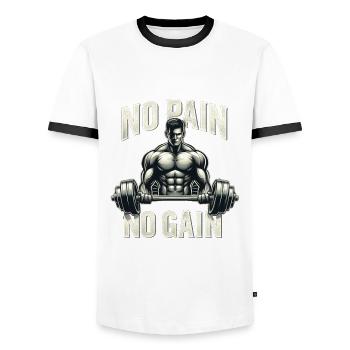 PAS DE DOULEUR - PAS DE GAIN - FITNESS - CYBORG - ROBOT - T-shirt contrasté Homme - blanc/noir - Devant - AI Model Female 172 light (172cm) & AI Model Male 178 dark (178cm)