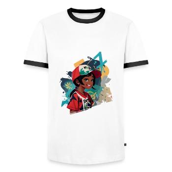 Fille de graffiti - T-shirt contrasté Homme - blanc/noir - Devant - AI Model Female 172 light (172cm) & AI Model Male 178 dark (178cm)