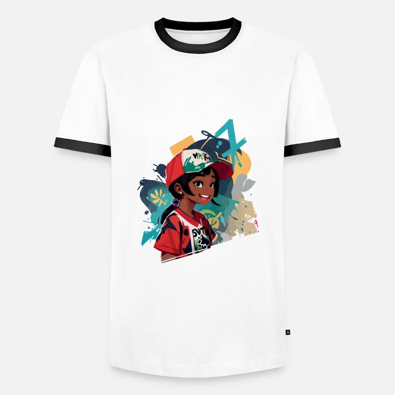 Graffiti Mädchen - Männer Kontrast-T-Shirt - Weiß/Schwarz
