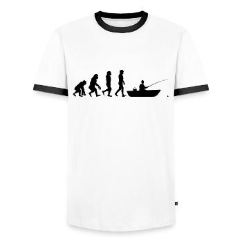 Evolution Bateau pêche - T-shirt contrasté Homme - blanc/noir - Devant - AI Model Female 172 light (172cm) & AI Model Male 178 dark (178cm)