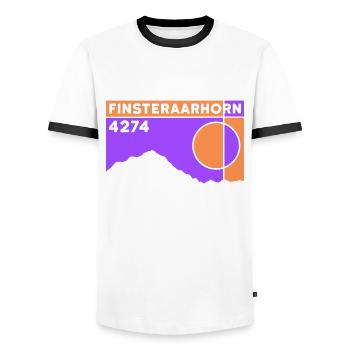 Finsteraarhorn Bernese Oberland Ski Touring Hiking - Men's Ringer Shirt - white/black - Front - AI Model Female 172 light (172cm) & AI Model Male 178 dark (178cm)