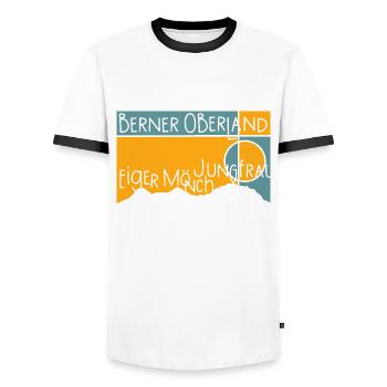 Eiger Mönch Jungfrau Jungfraujoch Berner Oberland - Männer Kontrast-T-Shirt - Weiß/Schwarz - Vorne - AI Model Female 172 light (172cm) & AI Model Male 178 dark (178cm)