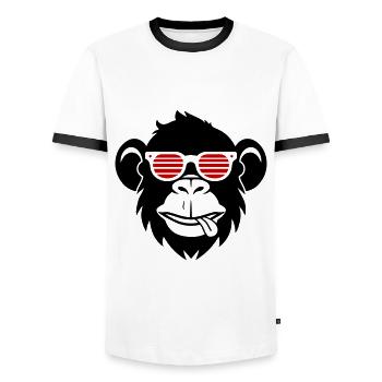Monkey Head Sunglasses Party - Men's Ringer Shirt - white/black - Front - AI Model Female 172 light (172cm) & AI Model Male 178 dark (178cm)