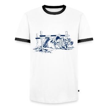 Thelwell Pony versteckt sich unter dem Sprung - Männer Kontrast-T-Shirt - Weiß/Schwarz - Vorne - AI Model Female 172 light (172cm) & AI Model Male 178 dark (178cm)