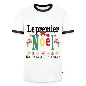 Le Premier Noël De Bébé À L’interieur Future Femme - T-shirt contrasté Homme - blanc/noir - Devant - AI Model Female 172 light (172cm) & AI Model Male 178 dark (178cm)