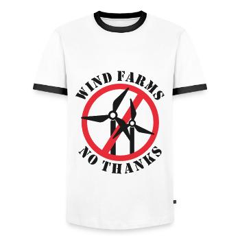 Wind Farms No Thanks - Men's Ringer Shirt - white/black - Front - AI Model Female 172 light (172cm) & AI Model Male 178 dark (178cm)
