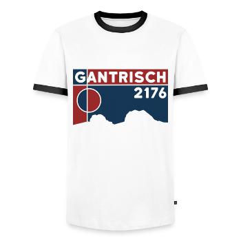 Gantrisch Bernese Oberland Hiking Cross-country skiing Climbing - Men's Ringer Shirt - white/black - Front - AI Model Female 172 light (172cm) & AI Model Male 178 dark (178cm)